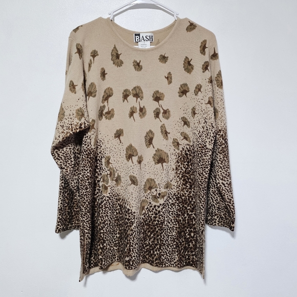 Bash Sweater Women's Medium Vintage 80's Soft Neutral Art to Wear Side Slits - Picture 1 of 5